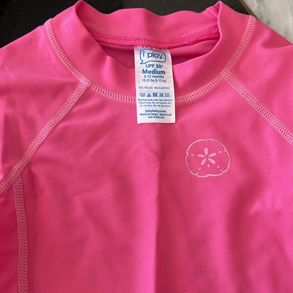 Little Me Pink and Green Rashguard Set - Picture 2 of 4
